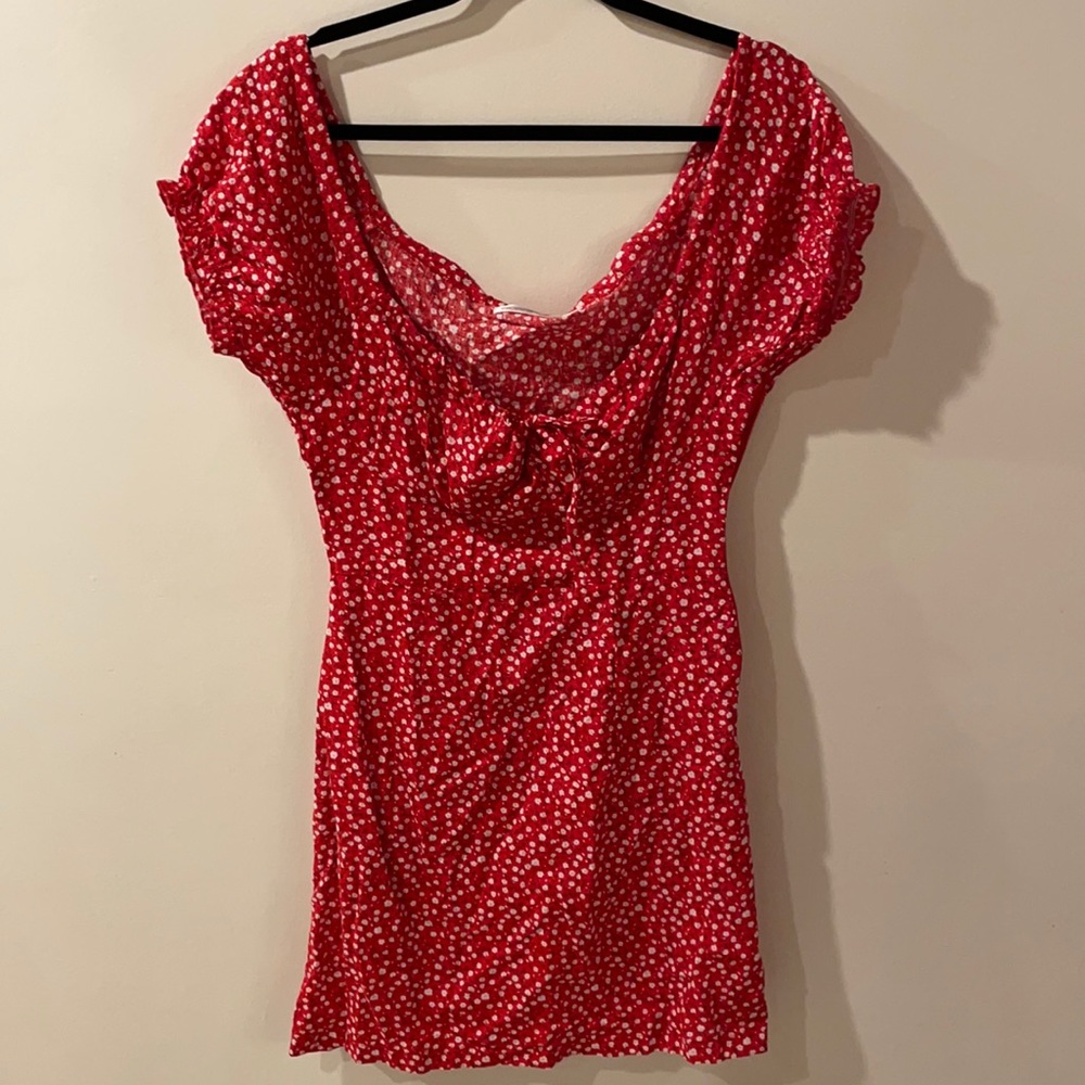 Off the shoulder, floral mini dress. NEVER WORN.
